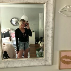 black lace up adjustable bodysuit